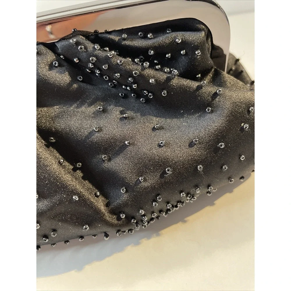 Express Black Bead Clutch Wedding Eventing Handbags Black Beaded Purse EUC G84‎